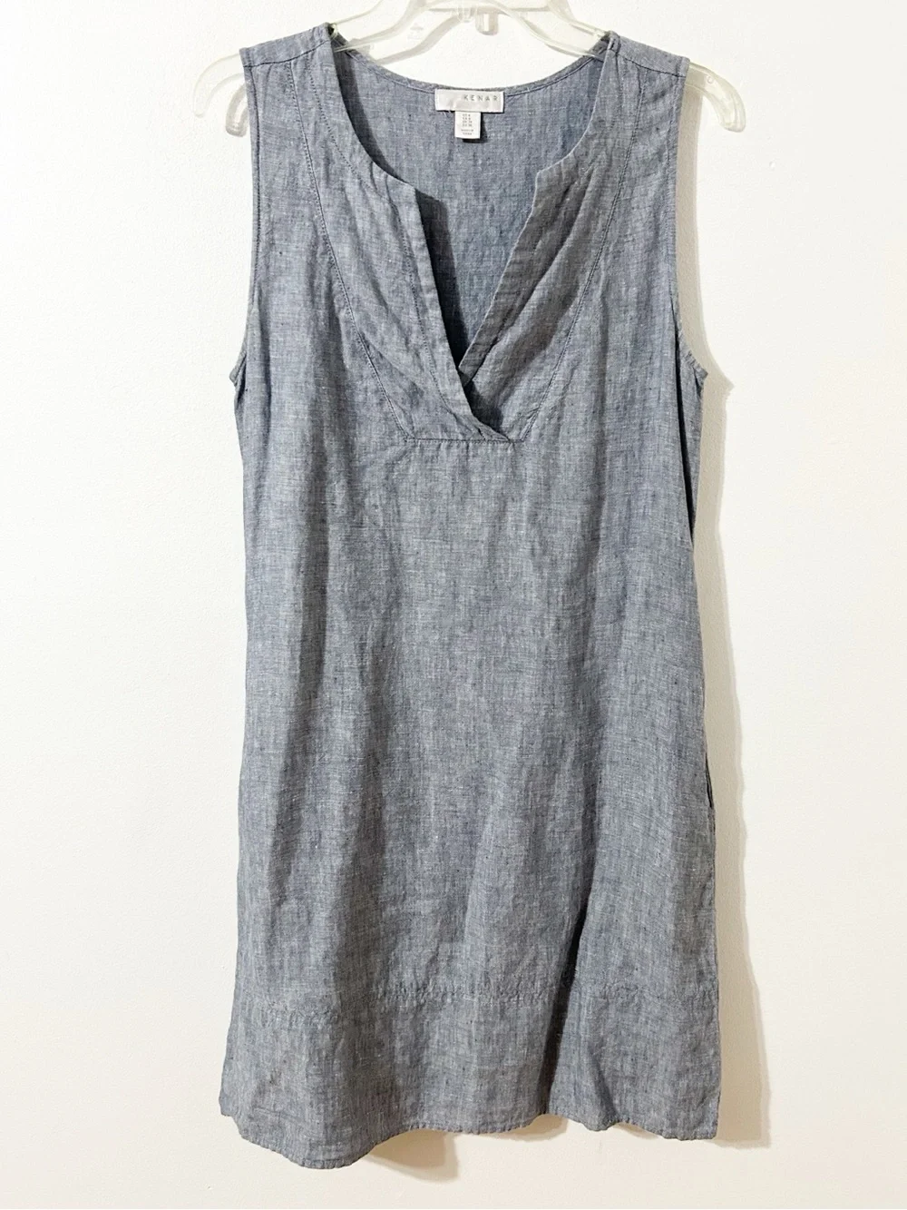 Kenar Sleeveless Linen-Blend Tunic Coverup in Chambray Gray-Blue